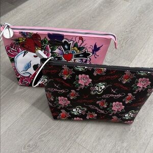 Ed Hardy Pink and Black Skull Floral Bags